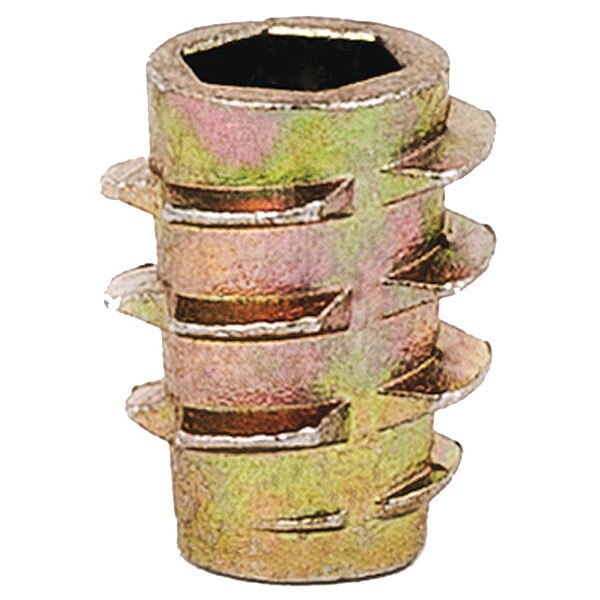 Hex Drive Threaded Insert,  #10-32 Int Thrd Sz,  33/64 in L,  27/64 in Dia.,  Zinc Alloy,  Plain,  50 PK
