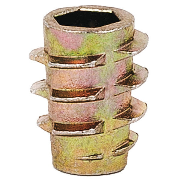 Hex Drive Threaded Insert,  #10-24 Int Thrd Sz,  33/64 in L,  27/64 in Dia.,  Zinc Alloy,  Plain,  50 PK