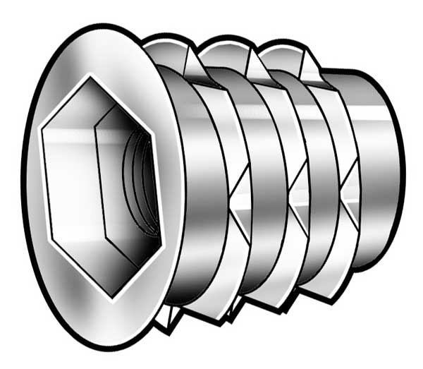 Hex Drive Threaded Insert,  5/16"-18 Int Thrd Sz,  63/64 in L,  9/16 in Dia.,  Zinc Alloy,  Plain