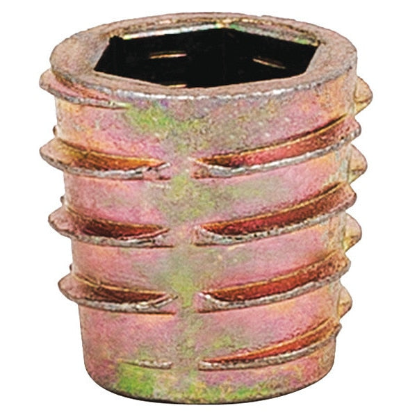 Hex Drive Threaded Insert,  M8-1.25 Int Thrd Sz,  33/64 in L,  14.3 mm Dia.,  Zinc Alloy,  Plain,  25 PK