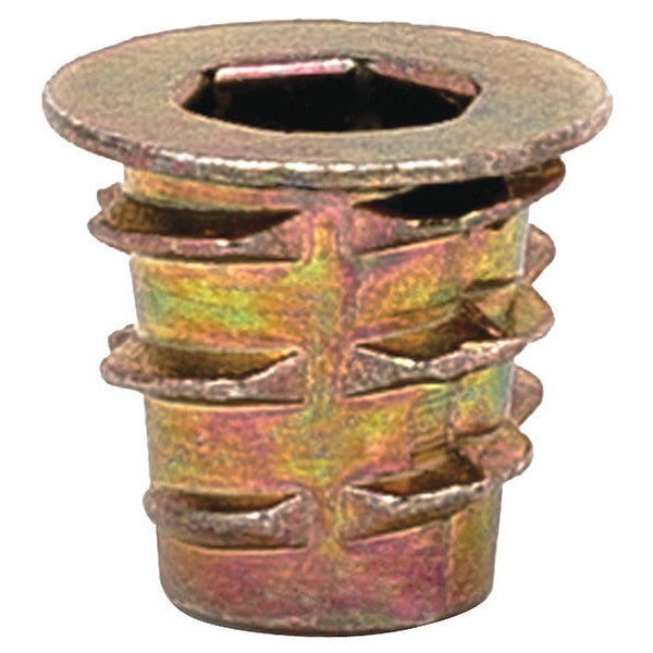 Hex Drive Threaded Insert,  #10-24 Int Thrd Sz,  7/16 in L,  7/16 in Dia.,  Zinc Alloy,  Plain,  50 PK