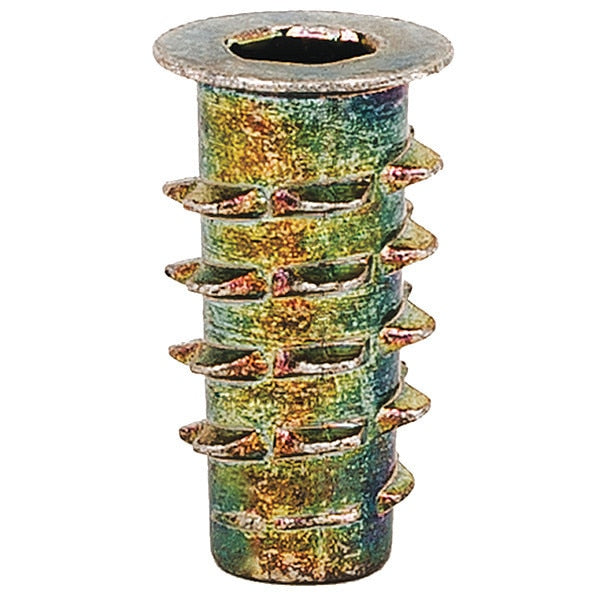 Hex Drive Threaded Insert,  #10-32 Int Thrd Sz,  25/32 in L,  29/64 in Dia.,  Zinc Alloy,  Plain,  25 PK