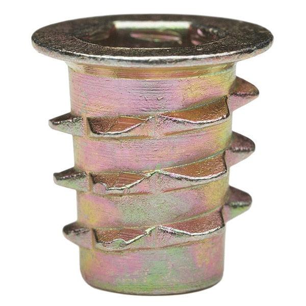 Hex Drive Threaded Insert,  1/4"-20 Int Thrd Sz,  33/64 in L,  15/32 in Dia.,  Zinc Alloy,  Plain