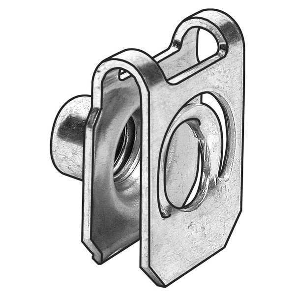 Spring Nut,  #10-32,  U Shape,  Steel,  Not Graded,  Zinc Plated Finish,  25 PK