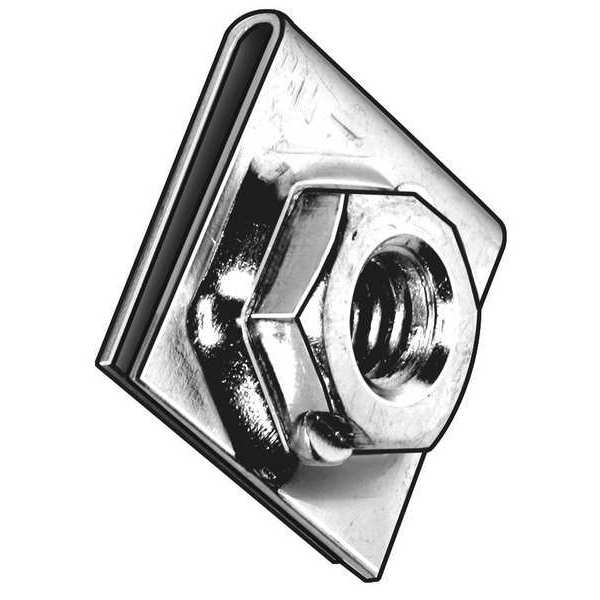 Spring Nut,  1/4"-20,  U Shape,  Steel,  Not Graded,  Phosphate Finish,  10 PK