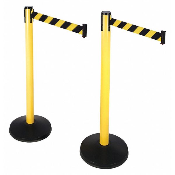 Belt Barrier, Black/Yellow, Black ABS, PK2