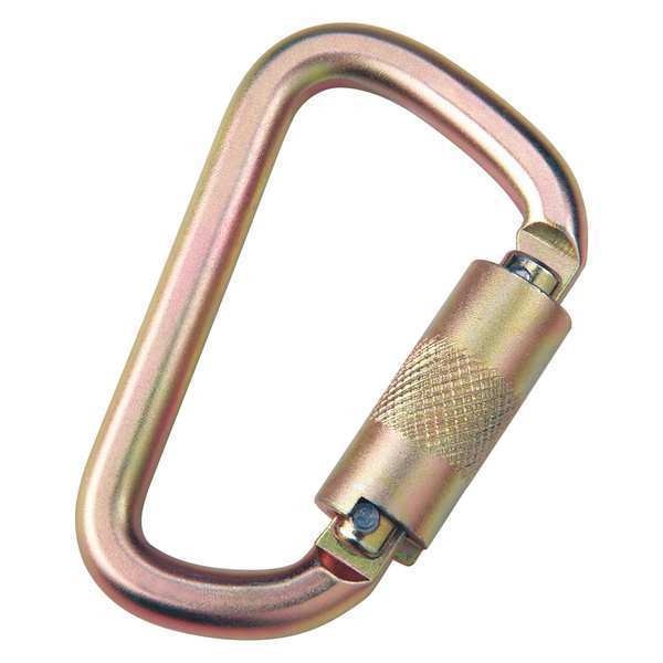 Carabiner,  Twist-Lock,  4 1/4 in L,  Steel,  Yellow