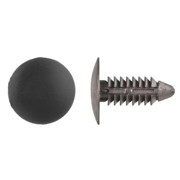 Push-In Rivet,  Round Head,  0.25 in Dia.,  0.8125 in L,  Nylon Body,  100 PK