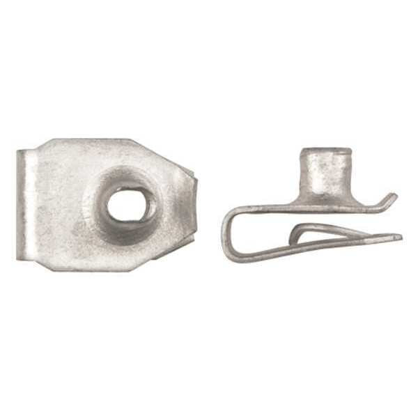 Spring Nut,  #8,  U Shape,  Steel,  Zinc Plated Finish,  25 PK