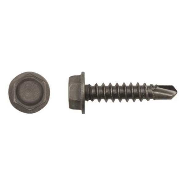 Self-Drilling Screw,  #8 x 3/4 in,  Phosphate Coated Steel Hex Head External Hex Drive,  100 PK