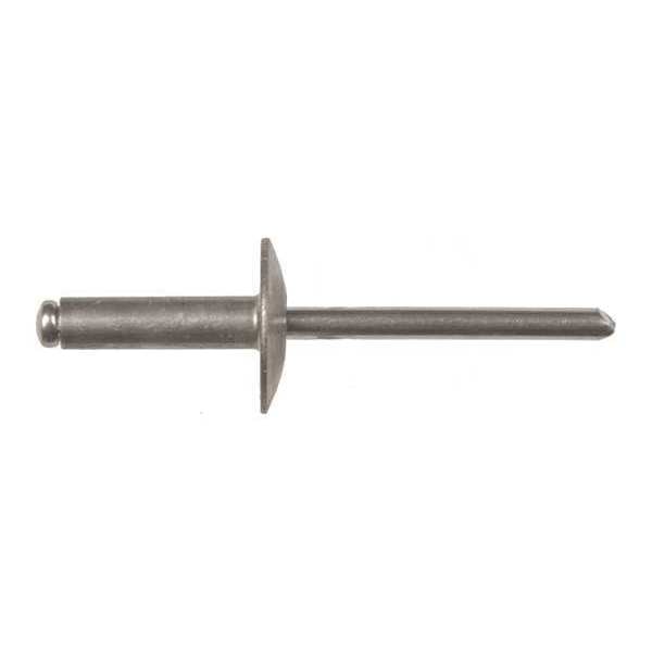 Blind Rivet,  Large Flanged Head,  3/16 in Dia.,  0.656 in L,  Aluminum Body,  50 PK
