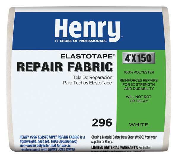 Repair Fabric,  4 in x 150 ft,  Roll,  White