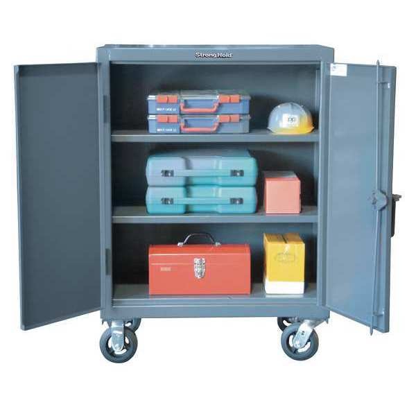 Solid Door Storage Cabinet,  36 in W,  44 in H,  20 in D,  Dark Gray