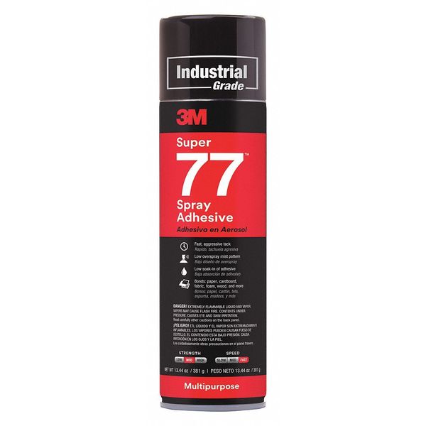 Spray Adhesive,  13.44 fl oz,  Aerosol Can,  Clear,  Super 77