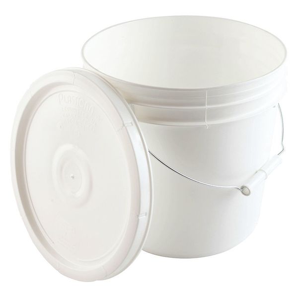 Pail,  White,  Plastic,  Round Shape,  2.0 gal.