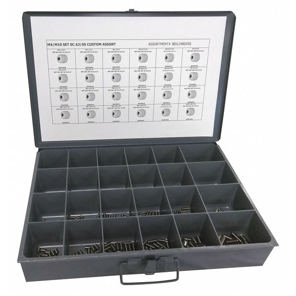 Set Screw Assortment,  Stainless Steel,  Plain Finish