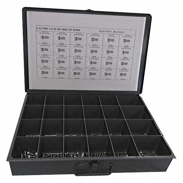 Socket Head Cap Screw Assortment,  18-8 Stainless Steel,  Plain Finish