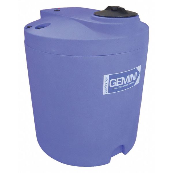 Gemini®Dual Containment® Storage Tank,  Double Wall,  Vertical,  Cylindrical,  LDPE 1.5,  Blue,  90 Gal