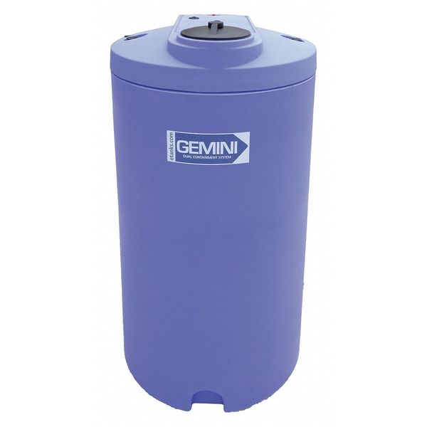 Gemini®Dual Containment® Storage Tank,  Double Wall,  Vertical,  Cylindrical,  LDPE 1.5,  Blue,  160 Gal