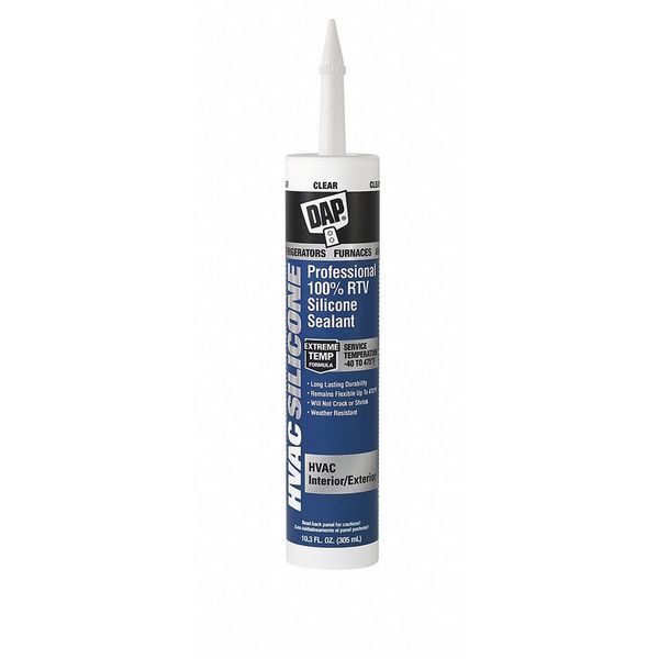 Waterproof RTV Silicone Sealant,  10.3 oz,  Clear,  Temp Range -45 to 475 Degrees F