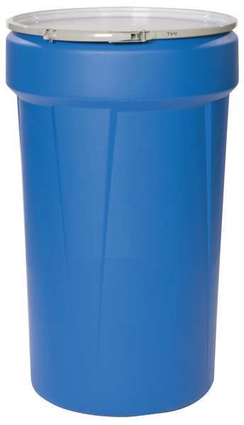 Open Head Transport Drum,  Polyethylene,  55 gal,  Unlined,  Blue