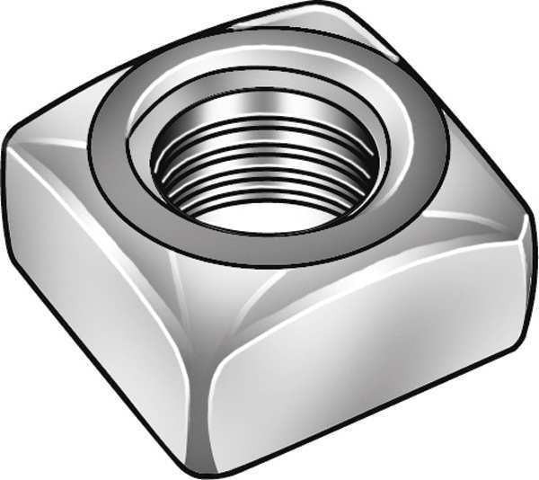 #12-24 Low Carbon Steel Zinc Plated Finish Square Nut - Regular,  100 pk.