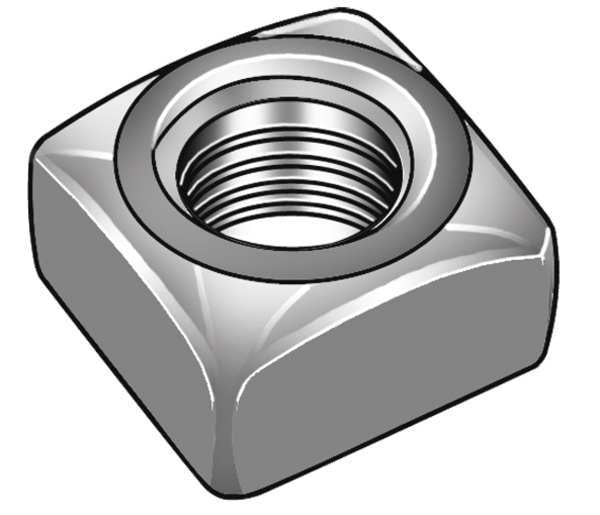 1"-8 Carbon Steel Plain Finish Square Nut - Heavy