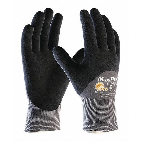 Foam Nitrile Coated Gloves,  3/4 Dip Coverage,  Black/Gray,  L,  12PK