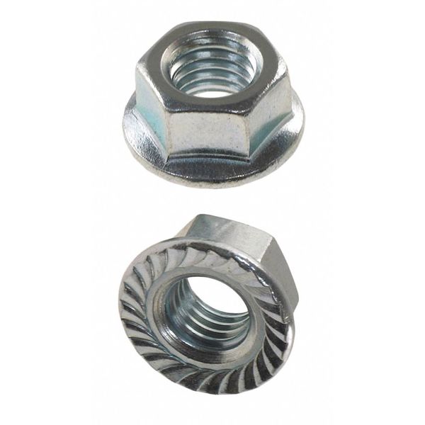 Serrated Lock Nut,  1/4"-20,  Steel,  Grade 8,  Phosphate and Oil,  100 PK