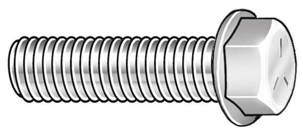 Grade 5,  3/8"-16 Flange Bolt,  Zinc Plated Steel,  1-1/4 in L,  25 PK
