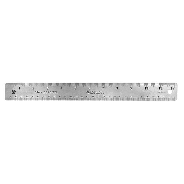 Ruler, Stainless Steel, 12 In
