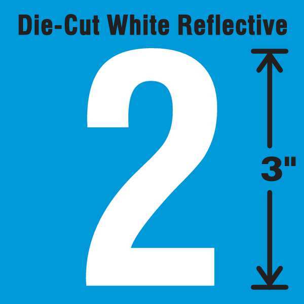 Die-Cut Refl. Number Label, 2, 3In H, PK5