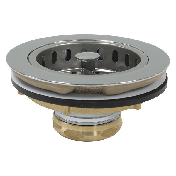 SinkStrainer, D1-1/2", Brass, Plstic, Chrome