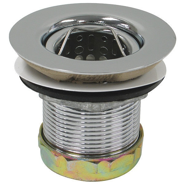 Sink Strainer, Chrome, 3-1/2"L, Zinc/Rubber