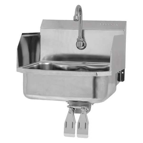 Hand Sink, 16 in. L, Double Knee Pedal