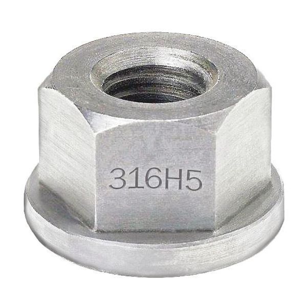 Flange Nut,  1/4"-20,  316 Stainless Steel,  Grade 316,  Plain,  7/16 in Hex Wd,  15/64 in Hex Ht