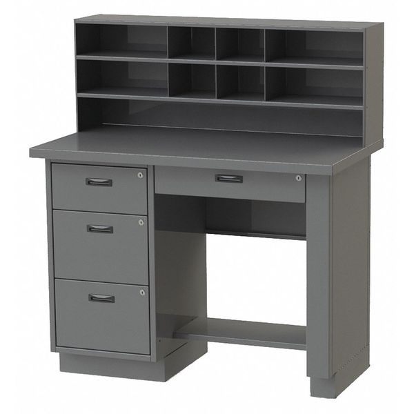 Pedestal/Panel Shop Desk, 54" H, Charcoal