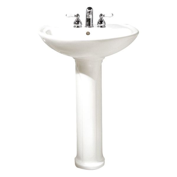 Cadet Pedestal Sink, 4" Center Hole, White