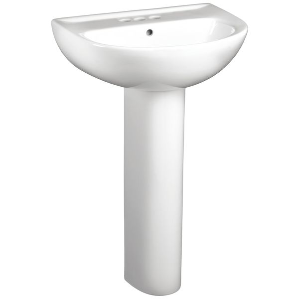 Pedestal Sink Basin, 4" Center Hole, White