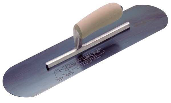 Pool Trowel, Round, 4 x 14 in, Blue Steel