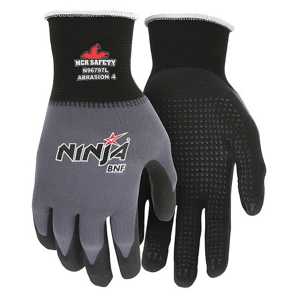 Foam Nitrile Coated Gloves,  Palm Coverage,  Black/Gray,  S,  PR