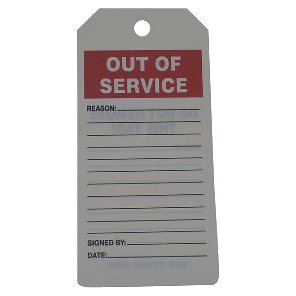 Out of Service Tag, Roll, 6-1/4 x 3, PK100