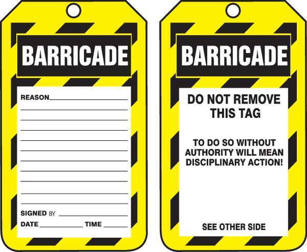 Barricade Tag, 5-3/4 x 3-1/4, PK25