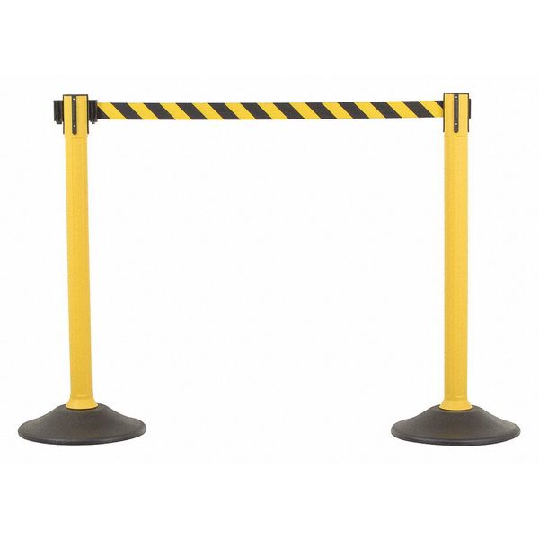 Barrier Post with Belt, HDPE, Yellow, PR