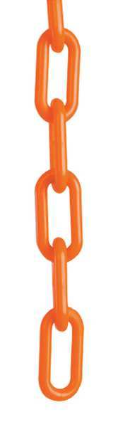 1.5" (#6,  38 mm.) x 50 ft. Safety Orange Plastic Chain