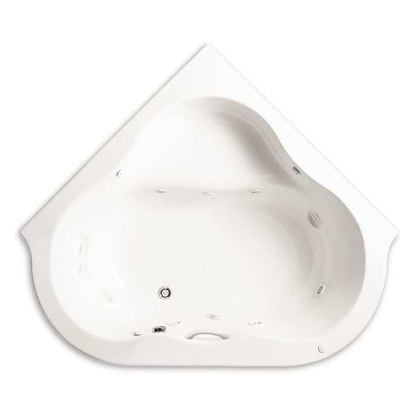 Corner Whirlpool Tub, 54x54", White