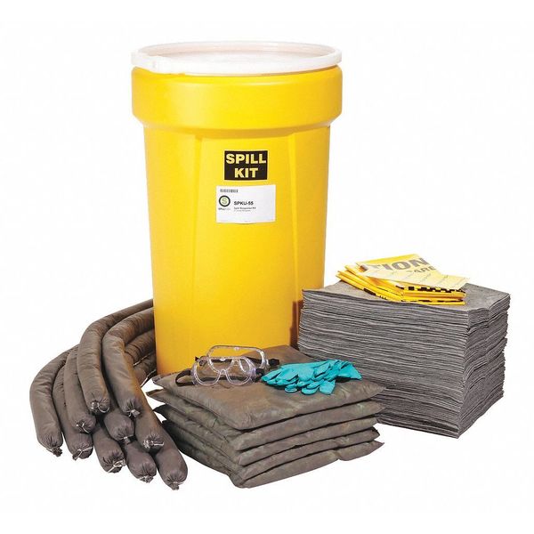 Spill Kit,  52 Gallon Volume Absorbed per Kit,  55 Gallon Container Capacity,  Yellow,  144 Components