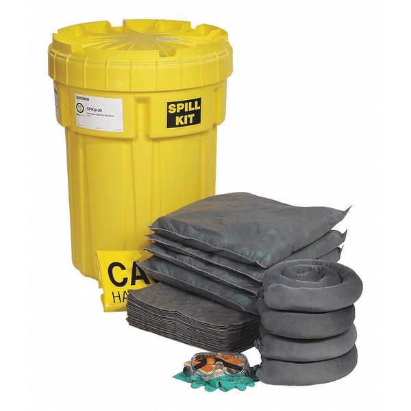 Spill Kit,  26 Gallon Volume Absorbed per Kit,  30 Gallon Container Capacity,  Yellow,  52 Components