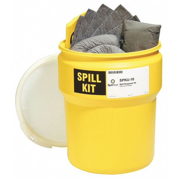 Spill Kit,  10 Gallon Volume Absorbed per Kit,  10 Gallon Container Capacity,  Yellow,  36 Components
