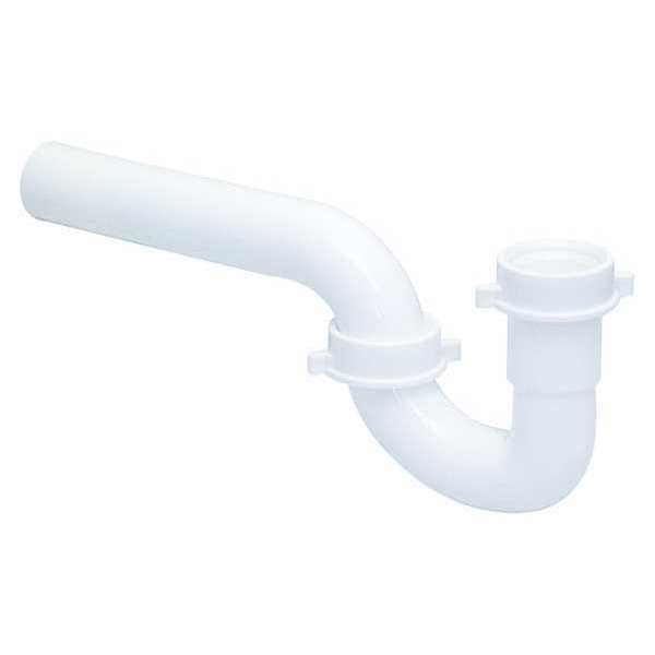 P-Trap,  1-1/2 in Pipe Size,  Slip Connection,  10 in Overall Lg,  Plastic,  White